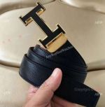 Hermes Black Leather Belt with Moveable Buckle - AAA Replica